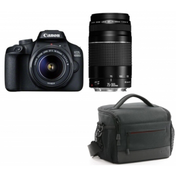 CANON EOS 4000D DSLR Camera, EF-S 18-55 mm f/3.5-5.6, EF 75-300 mm f/4-5.6 & Bag Bundle