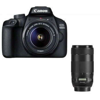 CANON EOS 4000D DSLR Camera, EF-S 15-88 mm f/3.5-5.6 lens, EF 75-300 mm f/4-5.6 Lens & EF 70-300 mm F/4-5.6 Lens