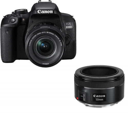 CANON EOS 800D DSLR Camera, EF-S 18-55 mm f/4-5.6 IS STM Lens & EF 50 mm f/1.8 STM Standard Prime Lens Bundle