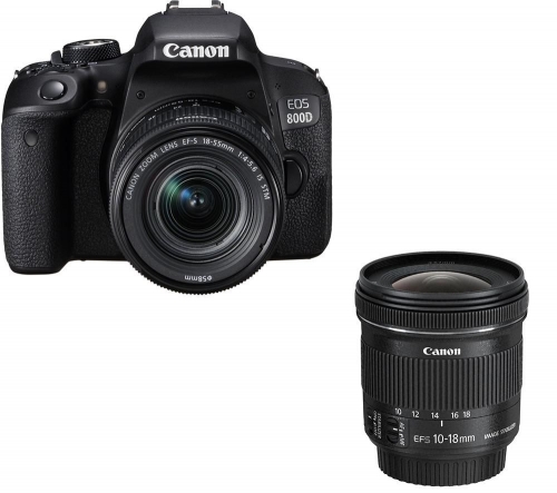 CANON EOS 800D DSLR Camera, EF-S 18-55 mm f/4-5.6 Lens & EF-S 10-18 mm f/4.5-5.6 Lens Bundle