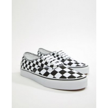 Vans Authentic Checkerboard Plimsolls In Black VA38EMQ9B