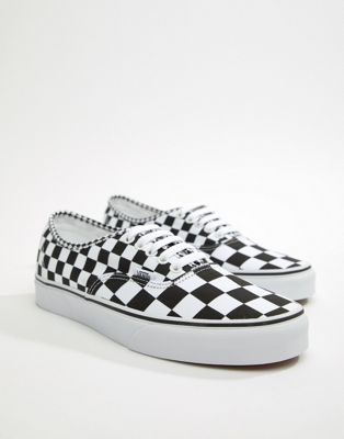 Vans Authentic Checkerboard Plimsolls In Black VA38EMQ9B