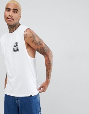 Vans Chopper Vest With Back Print In White VA3HGUWHT