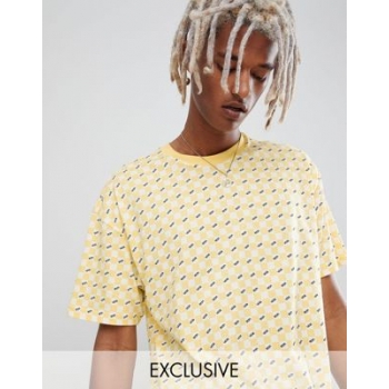 Vans checkerboard t-shirt in yellow Exclusive at ASOS