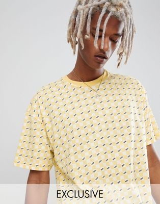 Vans checkerboard t-shirt in yellow Exclusive at ASOS