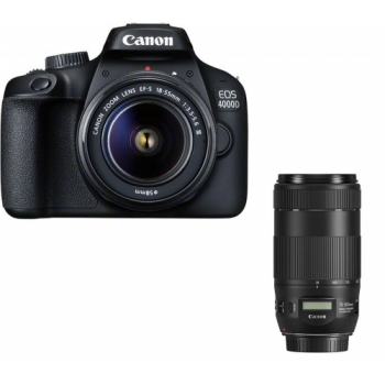 CANON EOS 4000D DSLR Camera, EF-S 18-55 mm f/3.5-5.6 Lens & EF 70-300 mm F/4-5.6 Lens Bundle