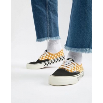 Vans Authentic checkerboard plimsolls in yellow VN0A3MU6U6T1