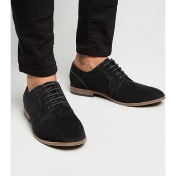 Black Suedette Lace Up Derby Shoes