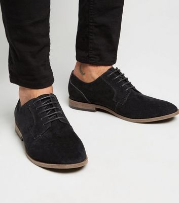 Black Suedette Lace Up Derby Shoes