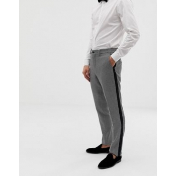 Jack & Jones Premium slim fit tuxedo trousers in grey black