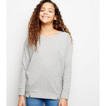 Girls Grey Zip Detail Sweatshirt