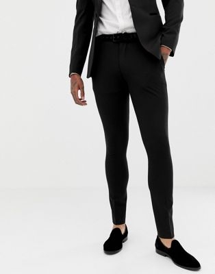 ASOS DESIGN super skinny tuxedo suit trousers in black