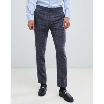 Burton Menswear skinny fit suit trouser in window pane check in grey