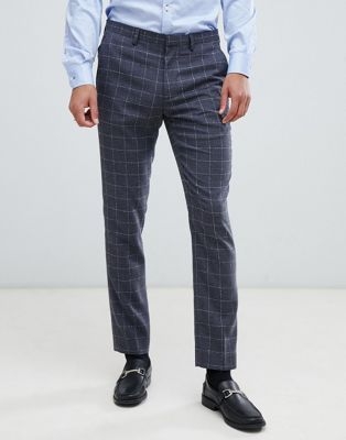 Burton Menswear skinny fit suit trouser in window pane check in grey