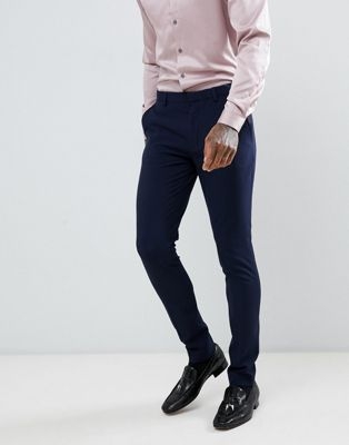 ASOS DESIGN super skinny tuxedo suit trousers in navy