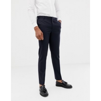 ASOS DESIGN skinny wool tuxedo suit trousers in navy