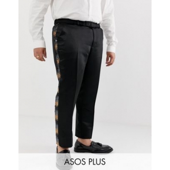 ASOS EDITION Plus skinny suit trousers in grey and gold sequins