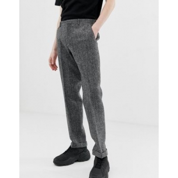 Noak slim fit harris tweed suit trousers in grey