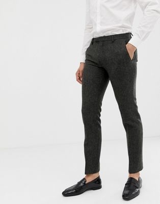 Twisted Tailor super skinny suit trouser in charcoal donegal tweed