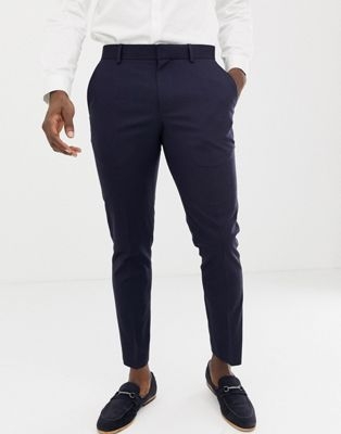 Burton Menswear wedding skinny fit suit trousers in navy