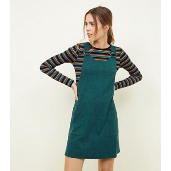 Dark Green Round Buckle Pinafore Dress