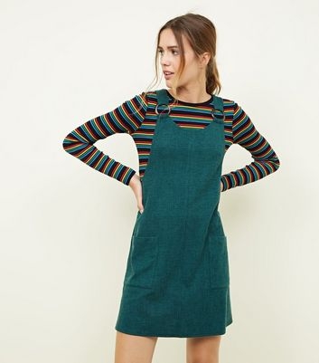 Dark Green Round Buckle Pinafore Dress