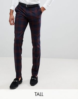 Twisted Tailor super skinny suit trousers in burgundy check