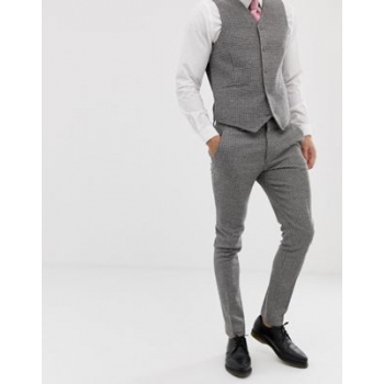 ASOS DESIGN wedding super skinny suit trousers in grey houndstooth