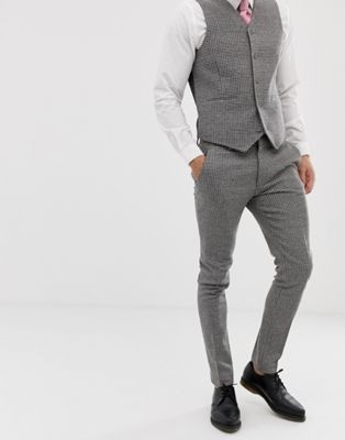 ASOS DESIGN wedding super skinny suit trousers in grey houndstooth