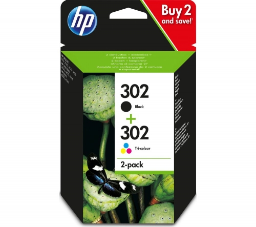 HP Combo 302 Tri-colour & Black Ink Cartridges - Multipack + 100 x 150 mm Photo Paper - 30 Sheets