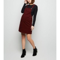 Maternity Burgundy Front Pocket Buckle Pinafore Dress