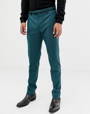 Twisted Tailor super skinny suit trouser in two tone geo