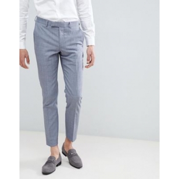 Moss London skinny suit trousers in blue wool mix