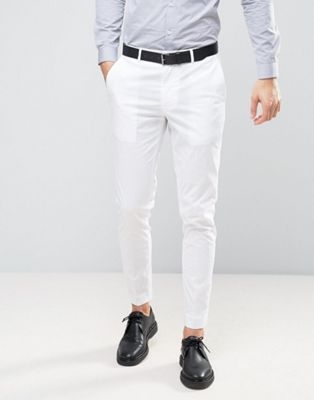 ASOS DESIGN wedding skinny suit trouser in stretch cotton in white