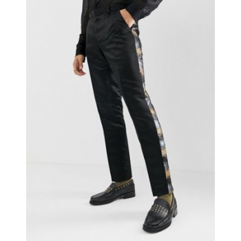 ASOS EDITION skinny suit trousers in grey and gold sequins