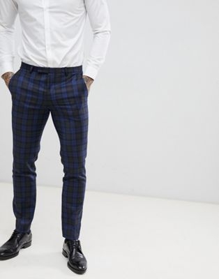 Twisted Tailor super skinny suit trouser in blue check