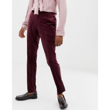 ASOS EDITION skinny suit trousers in burgundy velvet