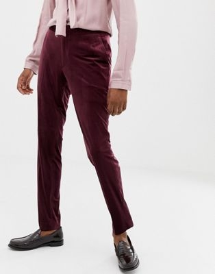 ASOS EDITION skinny suit trousers in burgundy velvet