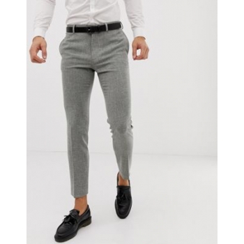 ASOS DESIGN wedding skinny suit trousers in grey cross hatch