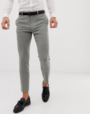 ASOS DESIGN wedding skinny suit trousers in grey cross hatch