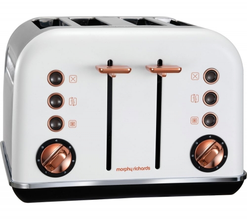 MORPHY RICHARDS Accents 242106 4-Slice Toaster - White & Rose Gold + Accents 102106 Traditional Kettle - White & Rose Gold