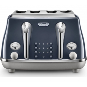 DELONGHI Icona Capitals CTOC4003.BL 4-Slice Toaster - Blue + Icona Capitals KBOC3001.BL Jug Kettle - Blue