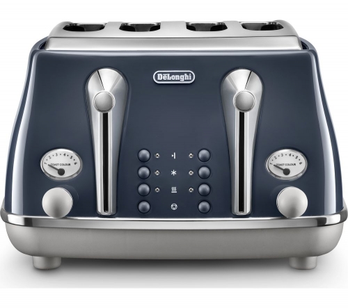 DELONGHI Icona Capitals CTOC4003.BL 4-Slice Toaster - Blue + Icona Capitals KBOC3001.BL Jug Kettle - Blue