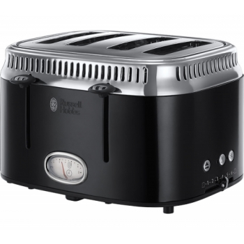 RUSSELL HOBBS Retro 21691 4-Slice Toaster - Black + Retro Glass Filter Coffee Machine - Black