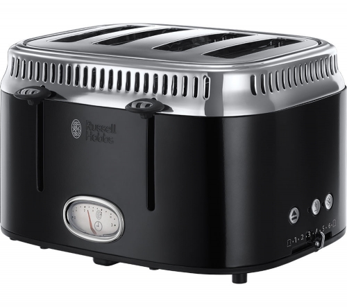 RUSSELL HOBBS Retro 21691 4-Slice Toaster - Black + Retro 21671 Jug Kettle - Black