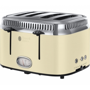 RUSSELL HOBBS Retro 21692 4-Slice Toaster - Cream + Retro Vintage N21672 Jug Kettle - Cream