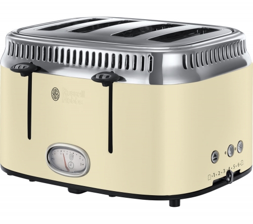 RUSSELL HOBBS Retro 21692 4-Slice Toaster - Cream + Retro Vintage N21672 Jug Kettle - Cream