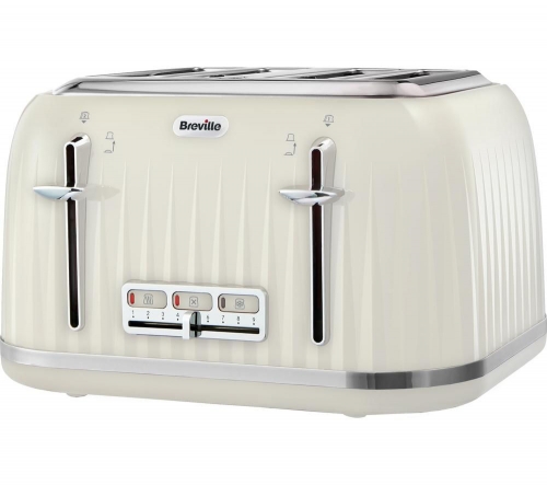 BREVILLE Impressions VTT702 4-Slice Toaster - Vanilla Cream + Impressions VKJ956 Jug Kettle – Vanilla Cream