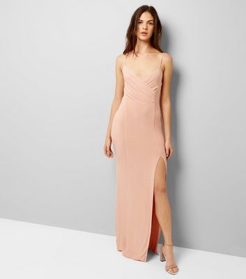 AX Paris Shell Pink V Neck Split Side Dress