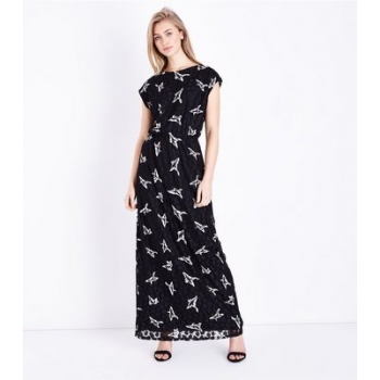 Mela Black Bird Print Maxi Dress